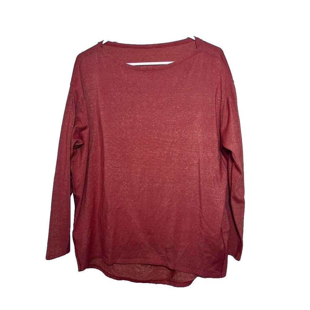 Lululemon Long Sleeve Shirt Women XL Rust Sparkle Shimmer Oversized